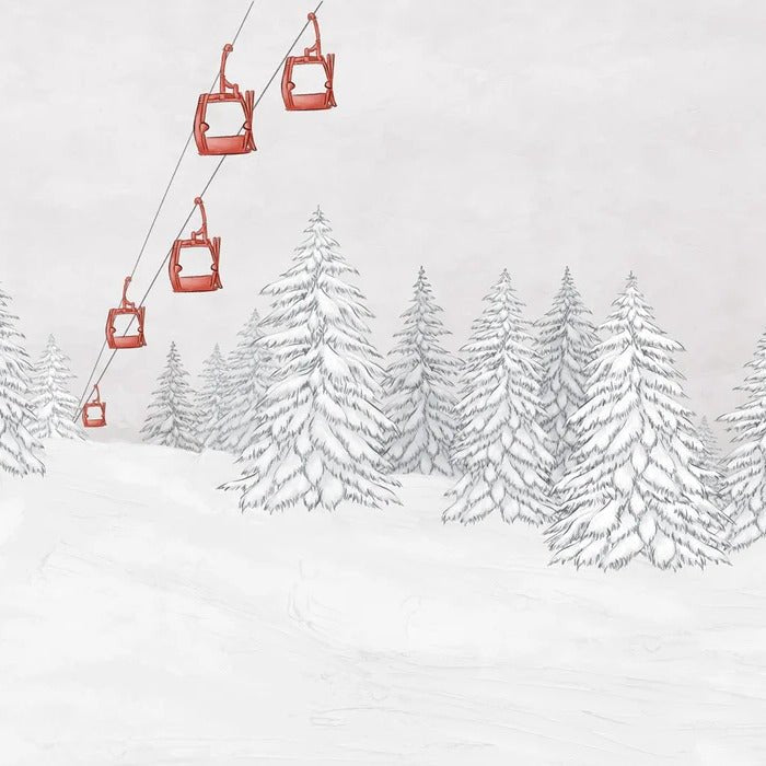Papier peint montagne télécabine rouge, XXL, tendance
