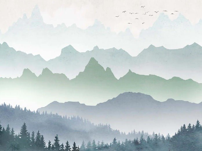 Forest morning mist wallpaper