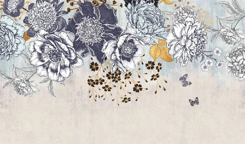 Papier peint floral retro, XXL, tendance
