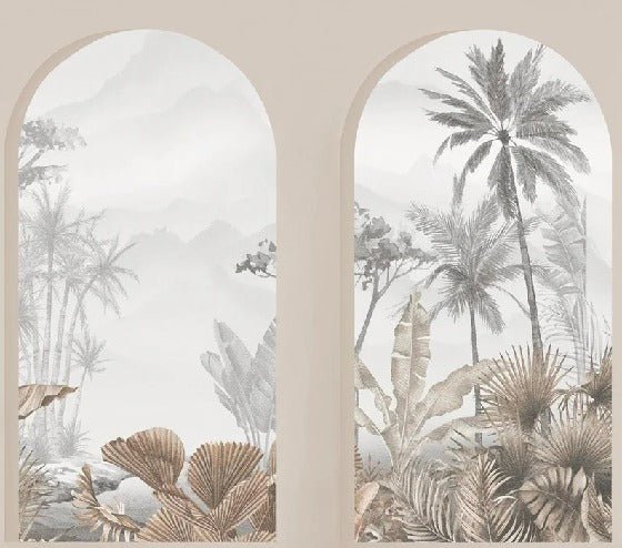 Papier peint arches tropicales sépia