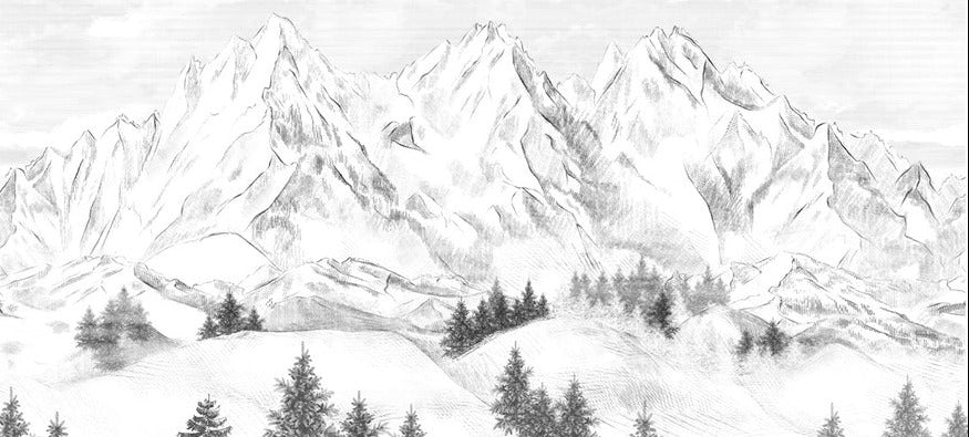 Papier peint montagne sommets de Chamonix, XXL, tendance