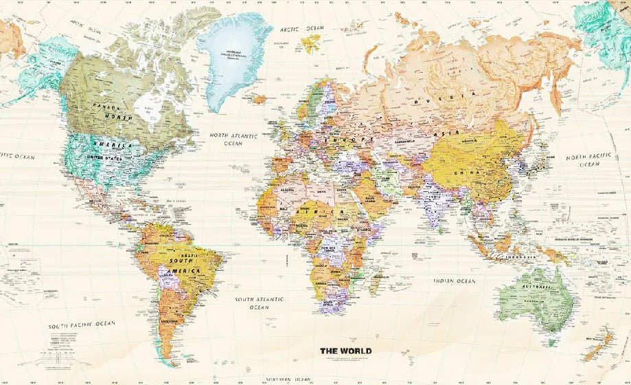 Papier peint original carte du monde, XXL, tendance