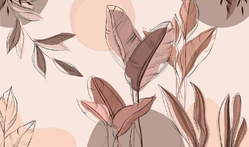 Papier peint panoramique végétal graphique, XXL, tendance