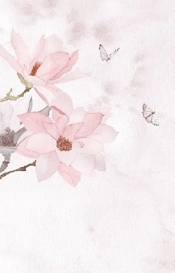 Papier peint aquarelle magnolia rose