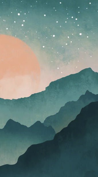 Papier peint sur mesure montagne brume turquoise, XXL, tendance