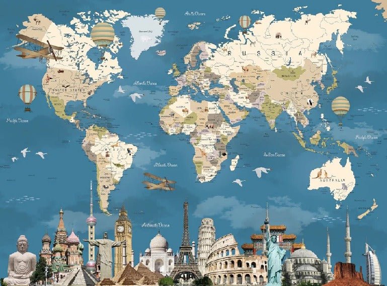Papier peint carte monde Monument World