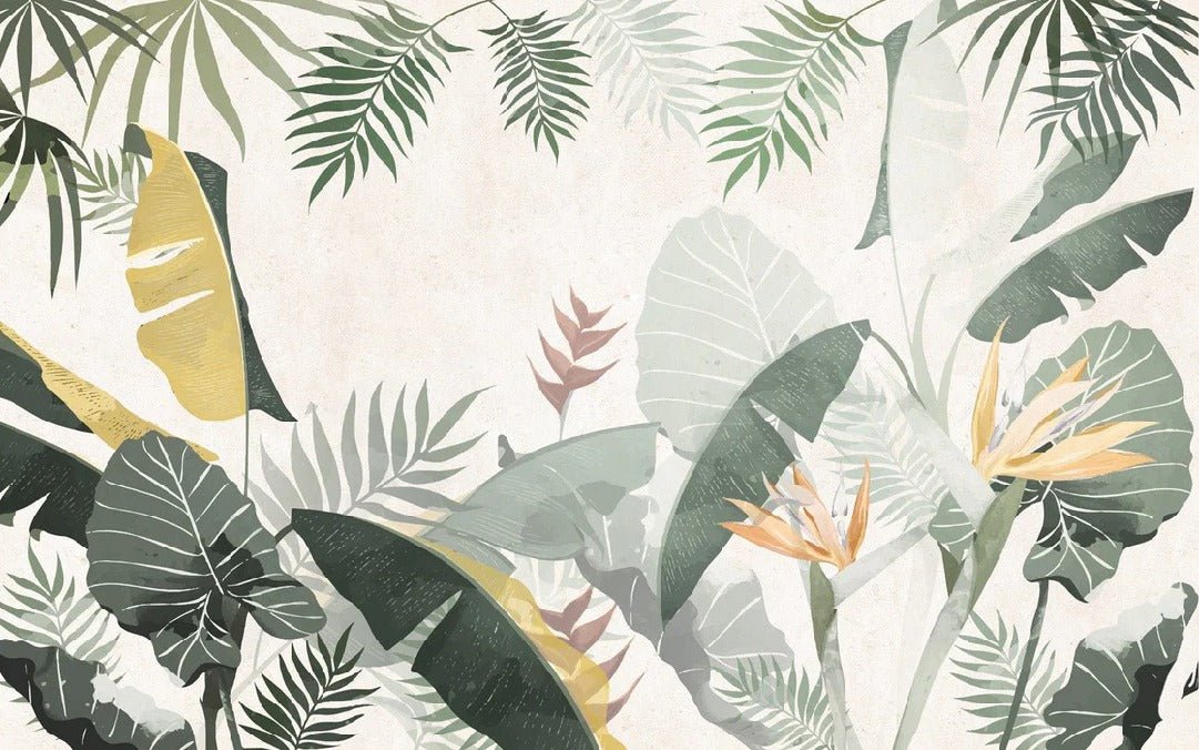 Papier peint sur mesure végétal vert jaune, XXL, tendance