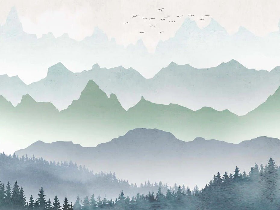 Forest morning mist wallpaper