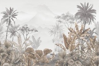 Papier peint restaurant tendance tropical sépia, XXL, tendance