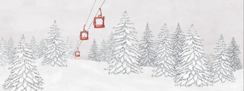 Papier peint montagne télécabine rouge, XXL, tendance
