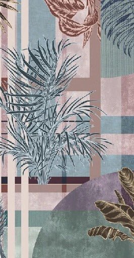 Papier peint geometric palms rose, XXL, tendance
