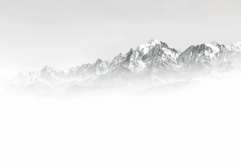 Papier peint Mont Blanc dans la brume noir et blanc, XXL, tendance