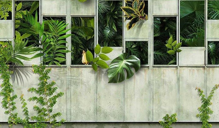 Papier peint panoramique verrière nature plante, XXL, tendance