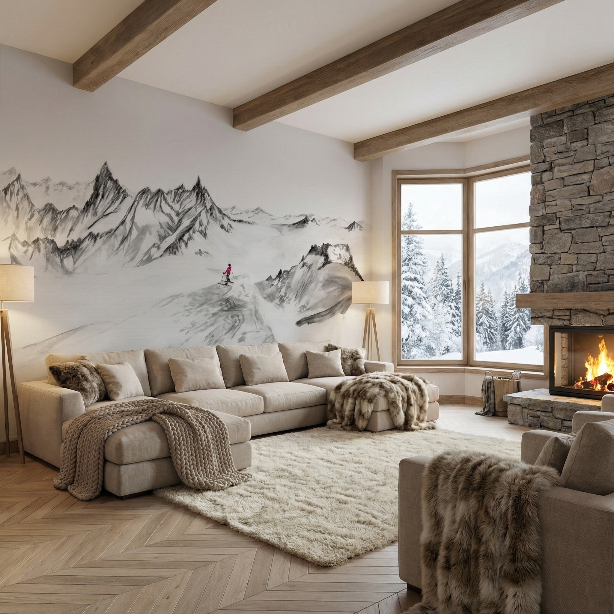 Papier peint panoramique Aiguilles du midi - Vallée blanche