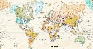 Papier peint original carte du monde, XXL, tendance