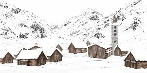 Papier peint village val d'Isère, XXL, tendance