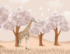 Papier peint chambre enfant Girafe dans la Savane