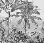 Papier peint mirage tropical noir et blanc, XXL, tendance
