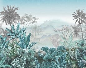 Papier peint tendance tropical bleu, XXL, tendance