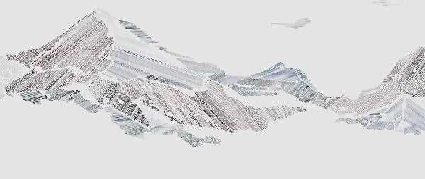 Papier peint restaurant montagne graphique style, XXL, tendance