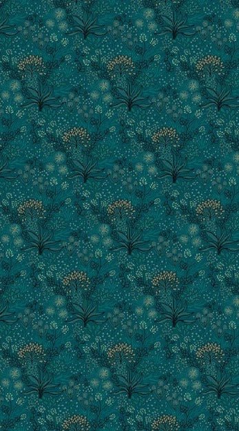 Papier peint salle de bain essence végétale bleu canard, XXL, tendance