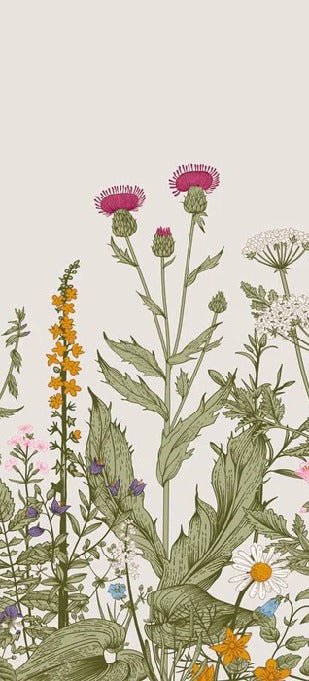 Papier peint fleur botanique folk romantique, XXL, tendance