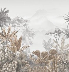 Papier peint salle de bain tendance tropical sépia, XXL, tendance