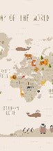 Carte du monde illustrée Animaux beige