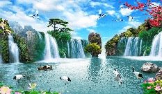 Papier peint panoramique Cascade Asie Zen, XXL, tendance