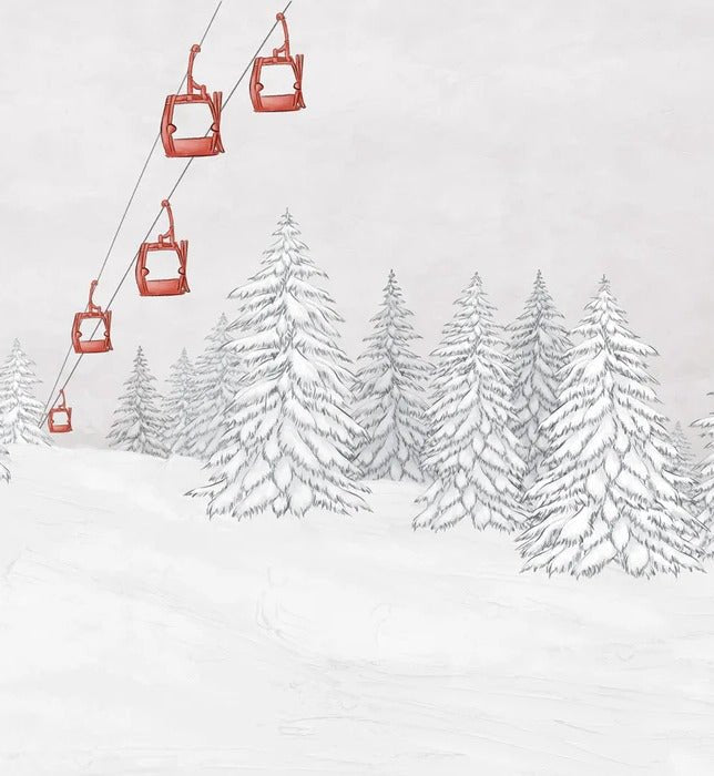 Papier peint montagne télécabine rouge, XXL, tendance