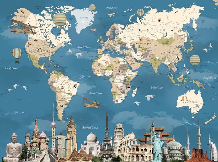 Papier peint carte monde Monument World