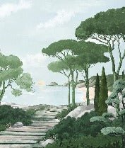 Papier peint balade dans les calanques vert, XXL, tendance