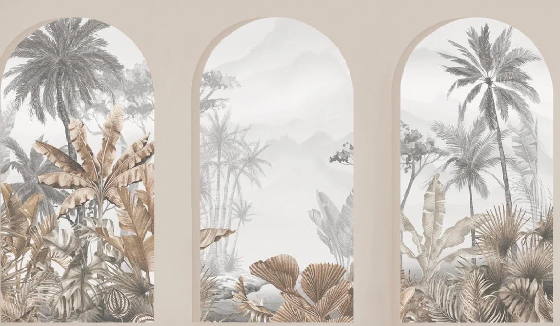 Papier peint arches tropicales sépia, XXL, tendance