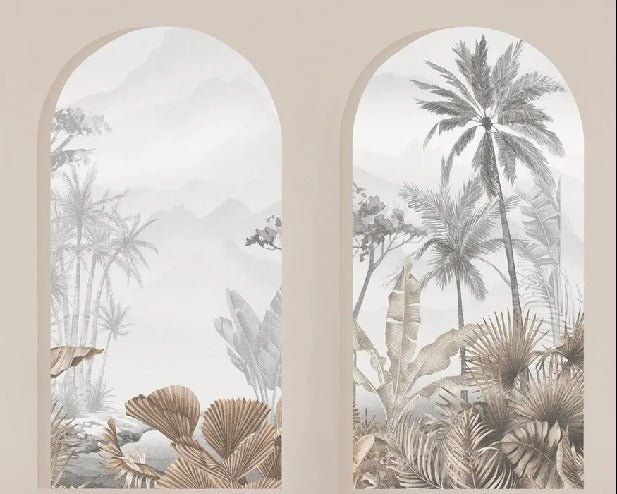 Papier peint arches tropicales sépia