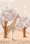 Papier peint chambre enfant Girafe dans la Savane, XXL, tendance