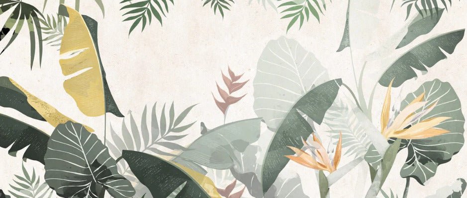 Papier peint sur mesure végétal vert jaune, XXL, tendance