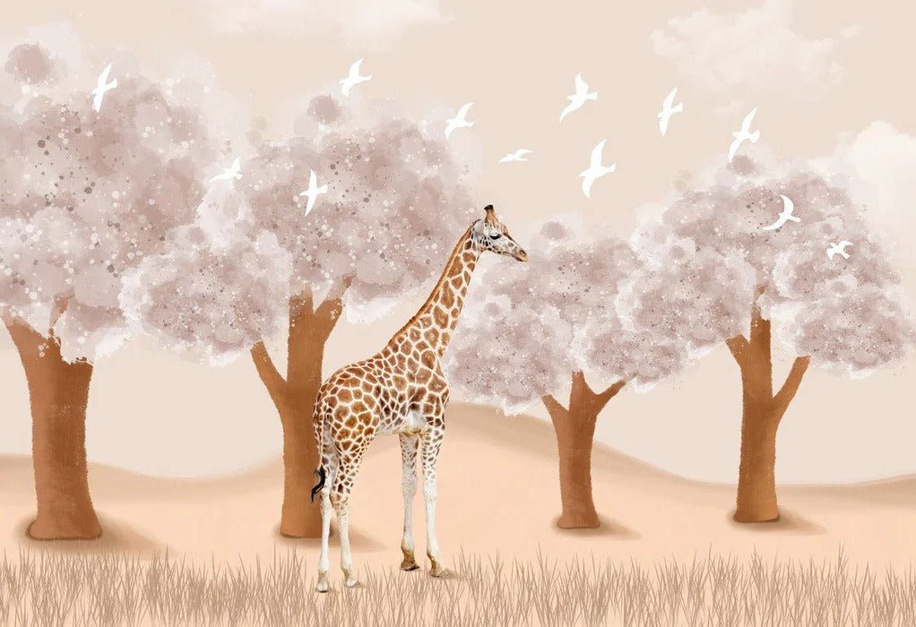 Papier peint chambre enfant Girafe dans la Savane, XXL, tendance