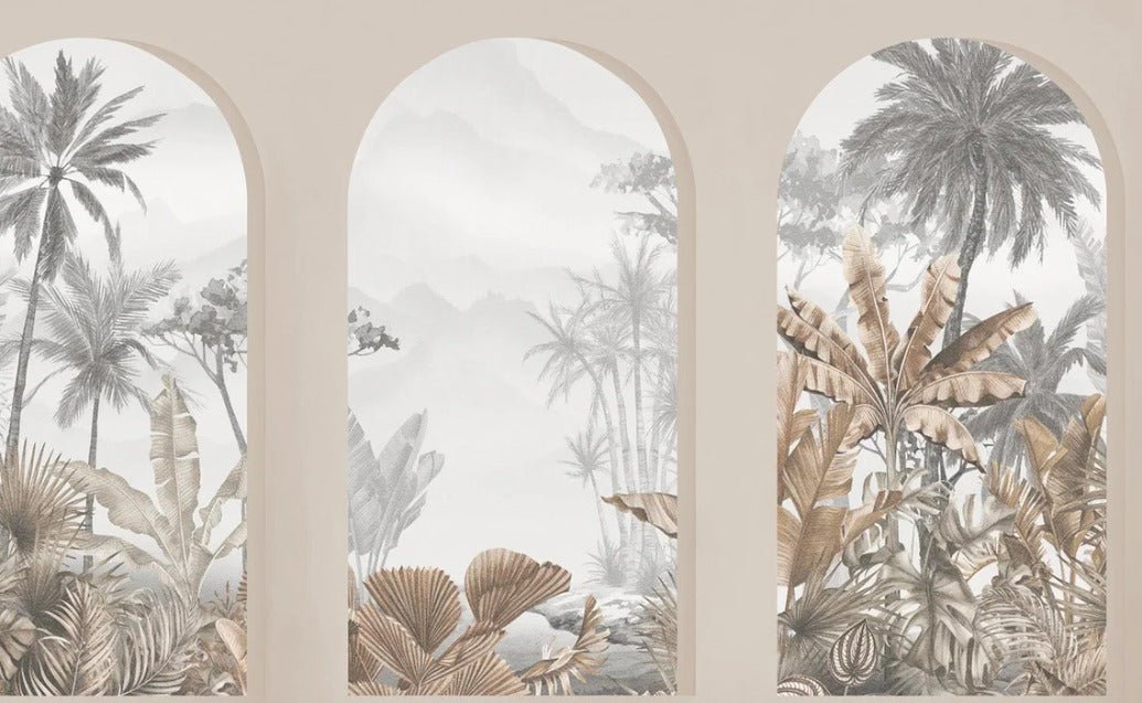 Papier peint arches tropicales sépia, XXL, tendance