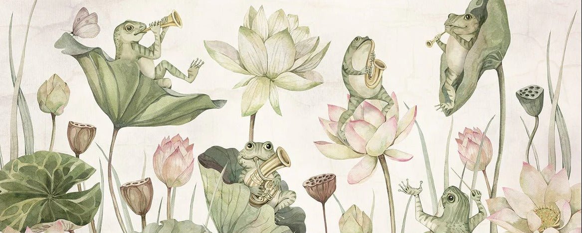 Papier peint enfant grenouilles musicales, XXL, tendance