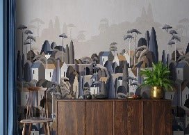 Papier peint village maisons exotiques, XXL, tendance