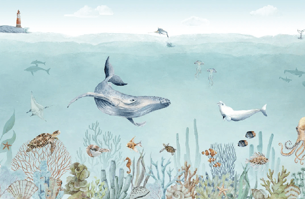 Papier peint panoramique vie marine, XXL, tendance