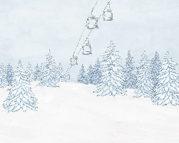 Papier peint montagnes télécabine bleu - Muralconcept