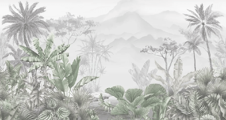 Papier peint tendance tropical vert, XXL, tendance