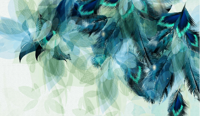 Papier Peint Plume Ethnique Paon - Muralconcept