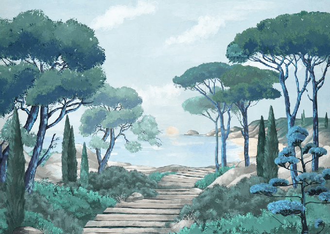 Papier peint balade dans les calanques - Muralconcept