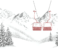 Papier peint immersion Alpine - Télésiège rouge - Muralconcept