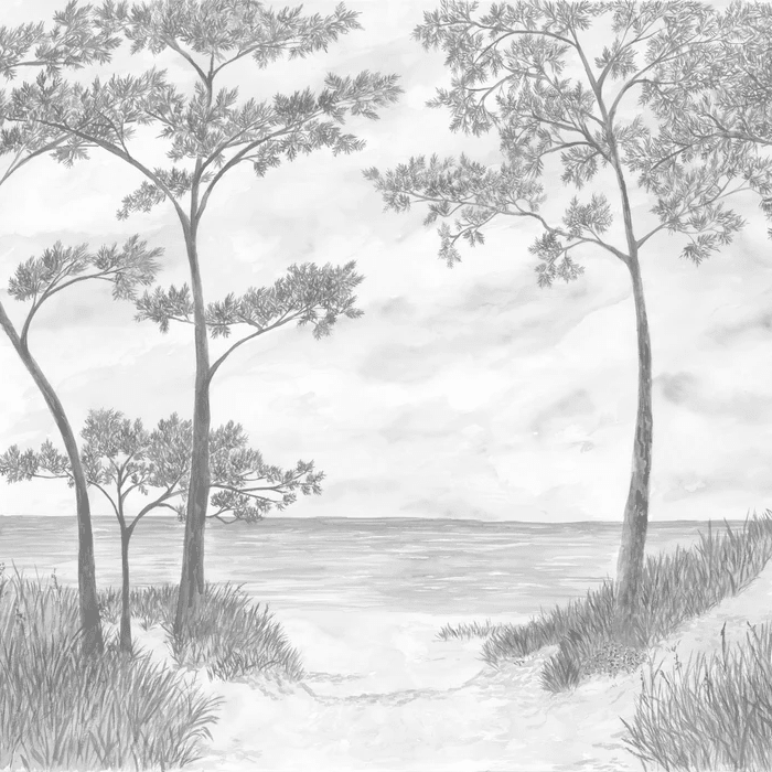 Papier peint Pins maritimes et dunes - Sépia - Muralconcept