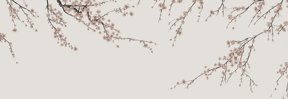 Papier peint panoramique Sakura beige, XXL, tendance