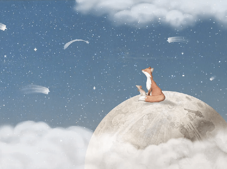 Papier peint bébé nuit apaisante bleu, XXL, tendance