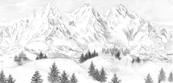 Papier peint montagne sommets de Chamonix, XXL, tendance